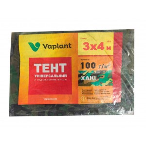 Тент укрывной 3x4 метров, 100 г/м2, хаки
