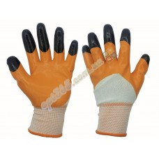 Перчатки рабочие, стрейч, ПВХ покрытие (нитрил), оренжево-черные, 12 пар