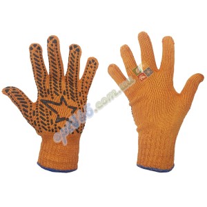 Перчатки ХБ рабочие с ПВХ покрытием "Мир", 2 сорт, оранжевые, 12 пар