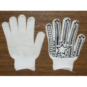 Перчатки ХБ рабочие с ПВХ покрытием "Мир", 2 сорт, белые, 12 пар