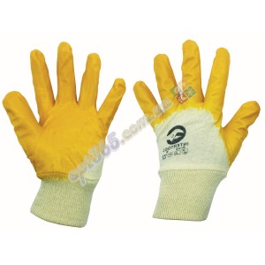 Перчатки хб с покрытием из нитрила, "интертулл", р. 10, желтые, 12 пар