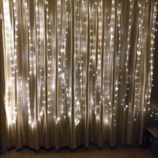 Гирлянда Штора капля с пультом 3x2 тепло-белая, 300 mini LED