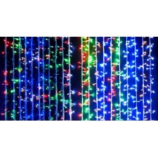 Гирлянда уличная Штора цветная 2x1 метр, 100 LED 8 мм, белый провод