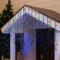 Гирлянда уличная Бахрома цветная, 3 метра, 100 LED 8 мм, черный провод