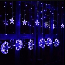 Гирлянда светодиодная Луна+Звезда с фигурами синяя, 3х1 метр