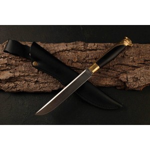 Нож охотничий Орёл, бронзовая рукоять с позолотой и черным деревом