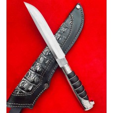 Нож охотника Орел 2.0, серебряная рукоять с кожей Игуаны и цирконием