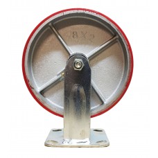 Колесо чугун/полиуретан 200 мм на неповоротном кронштейне 