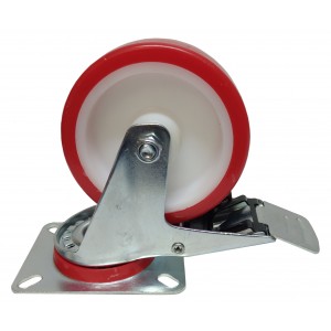 Колесо полиамид-полиуретан поворотное с тормозом 100 мм