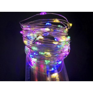 Гирлянда роса Капля на батарейках, 50 LED, 5 метров, цветная