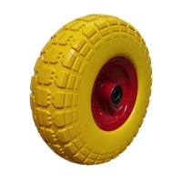 Колесо 4.10/3.50-4, (260x80), пенополиуретановое, 16 ось желтое